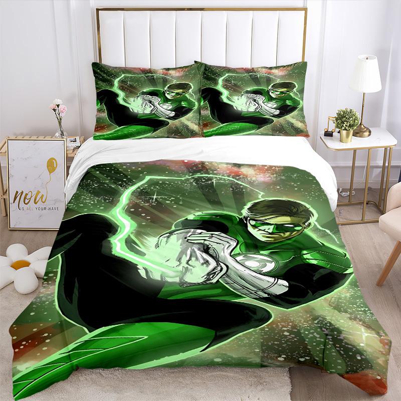 3pcs Green Lantern Cover Set,Soft Comfortable Duvet Cover,Guest Room (1*Duvet Cover + 2*Pillowcases, Without Core) yy251024156