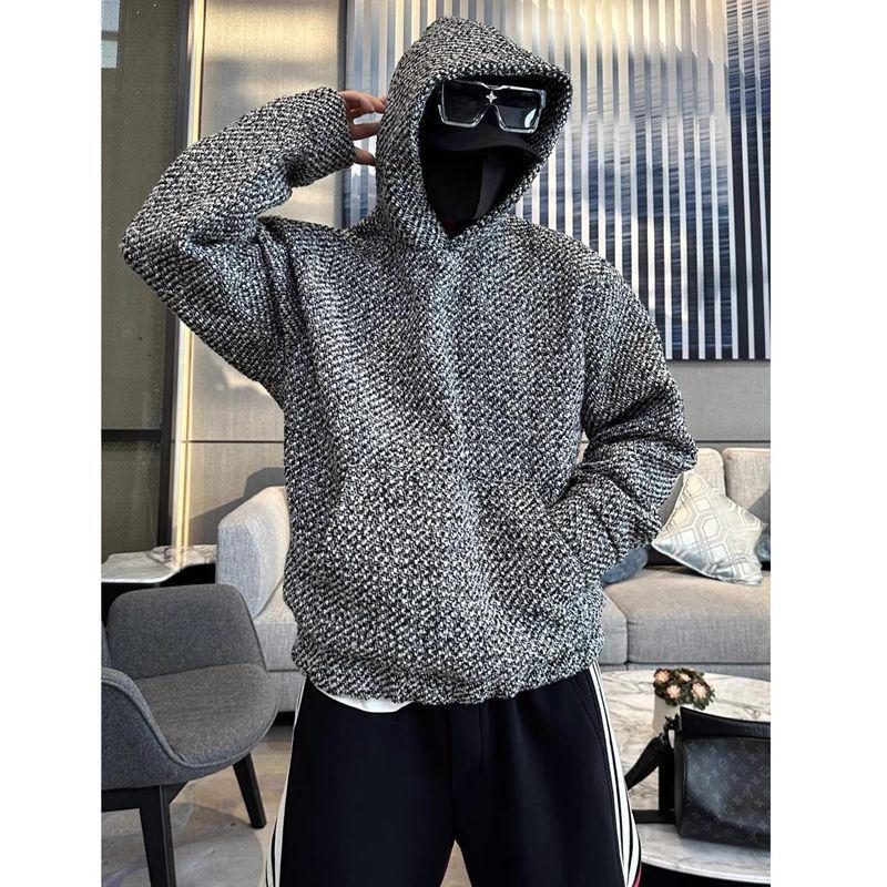 

Autumn/Winter Couples Cozy Knit Hoodie - Men s Casual Loose Pullover L