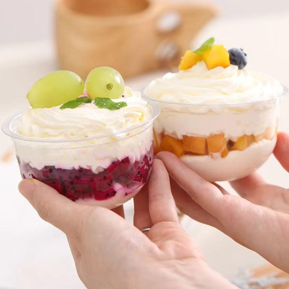 50 PCS Lids Milk Tea Cups Cupcake Beverage Containers 2025 Dessert Cups