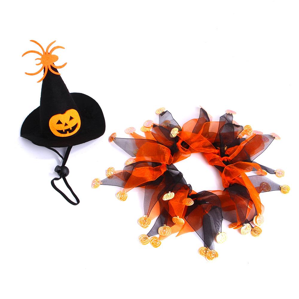 

1 Set Halloween Christmas Set Cat Costumes Cute Cat Hat Scarf Clothes for Small Dogs Pet Cosplay Prop