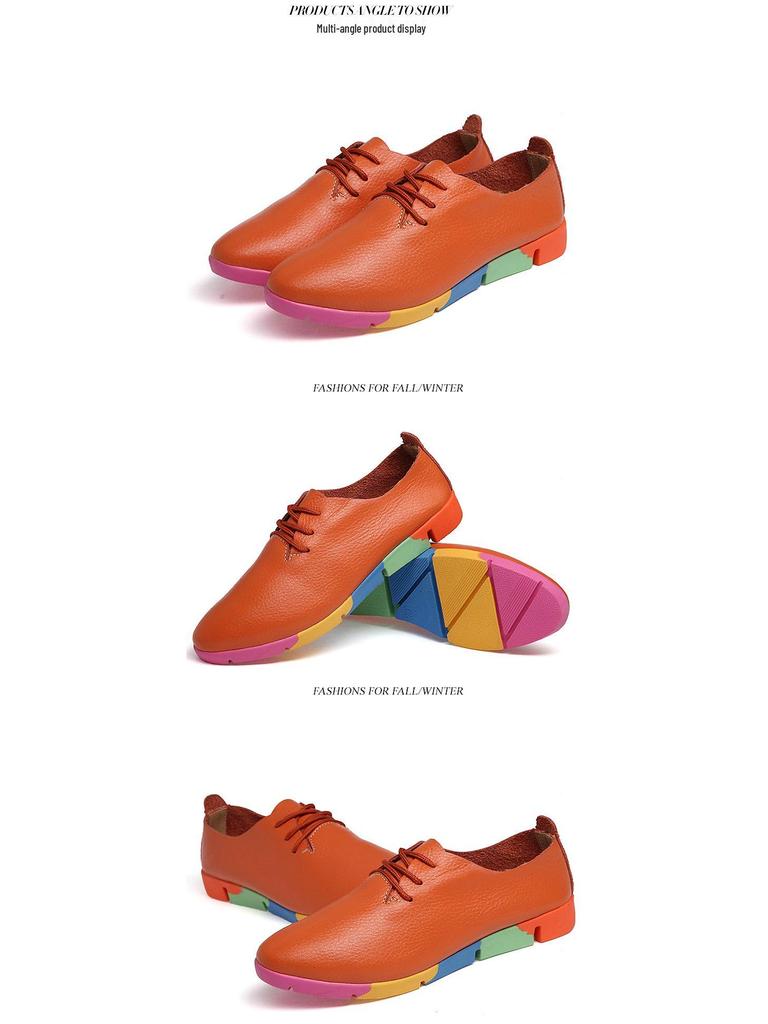 Women's Comfortable Non-Slip Genuine Leather Nurse Shoes - Soft Sole, Breathable, Flat Heel, Deodorant, Versatile for Medical Work