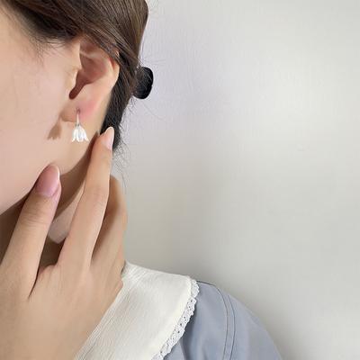 Cure Line White Lily Of The Valley Earrings Fairy Wind Sweet Temperament Flower Ear Hook Chic Tulip Stud Earrings