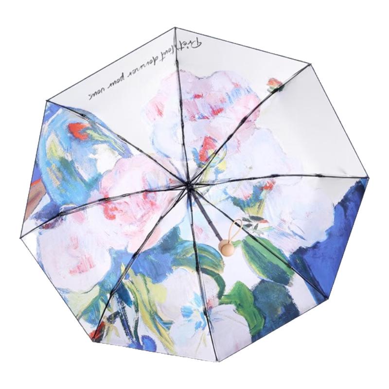 Huawensen Five-fold Double-layer White Rose Sun/Rain Umbrella