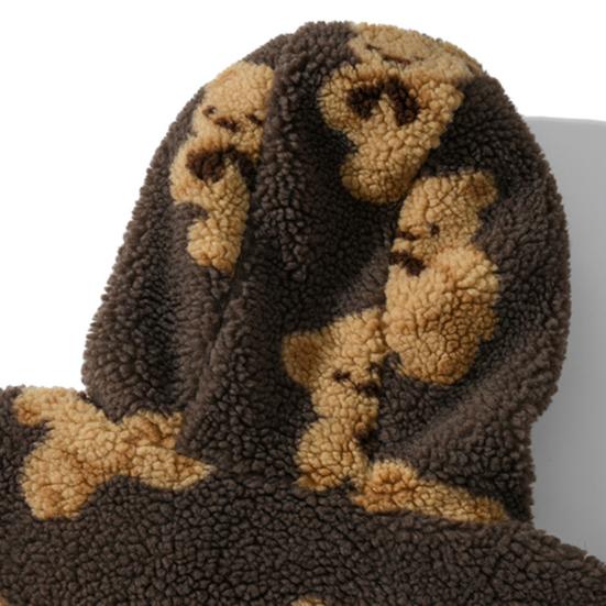 Women Winter Coat Plush Thermal Outwear Stylish Casual Bear Print Lady for Travel