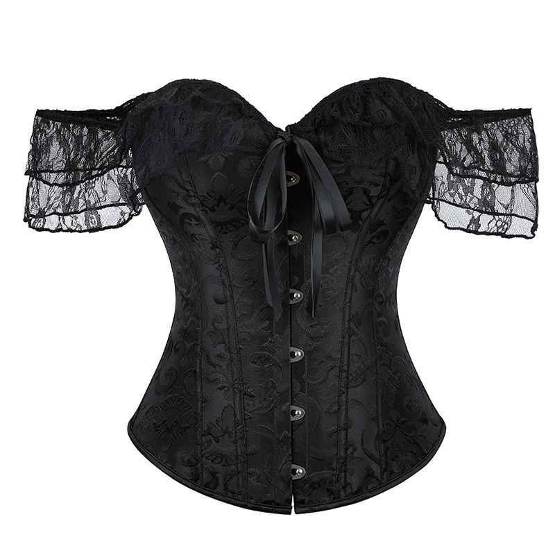 Corset Vintage Lace Trim Waist Shaper With Boning For Women Summer Fashion
