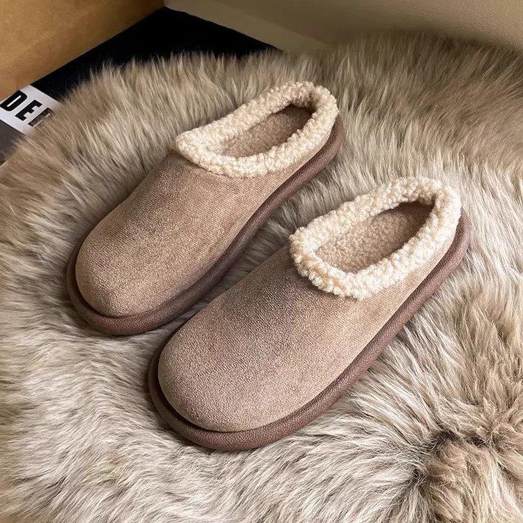 Soft leather version~ cotton slippers women's winter 2025 new outer wear non-slip waterproof warm hair drag pregnant women Boken shoes