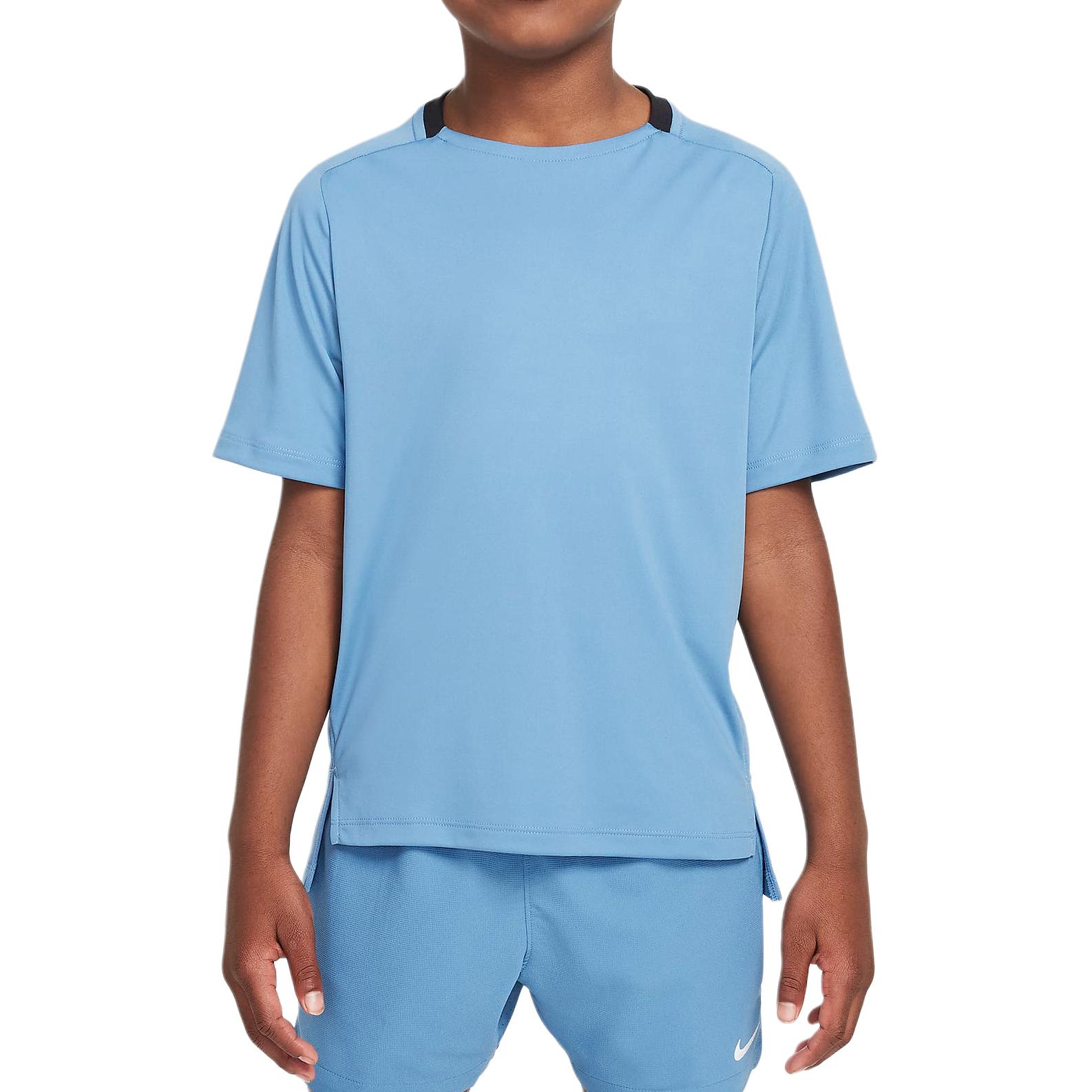 

Nike Однотонная тренировочная футболка Dri-FIT с круглым вырезом, унисекс, топы, эгейский шторм, черный FB1292429 L