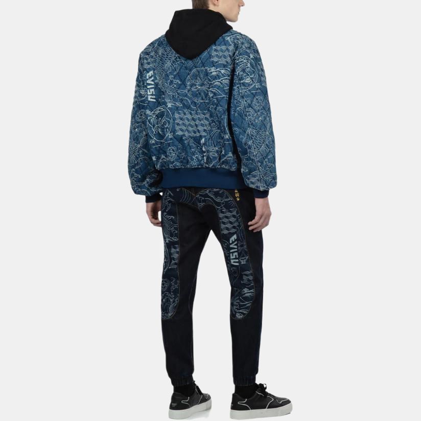 Evisu Letter Pattern Full Print Jacquard Pilot Jacket Men jackets 2EAHTM2DJ735XXCQ