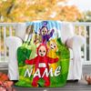 Customizable Teletubbies Throw Blanket – Personalized Name, All-Season Cozy Snug Blanket, Machine Washable, Personalized Blanket