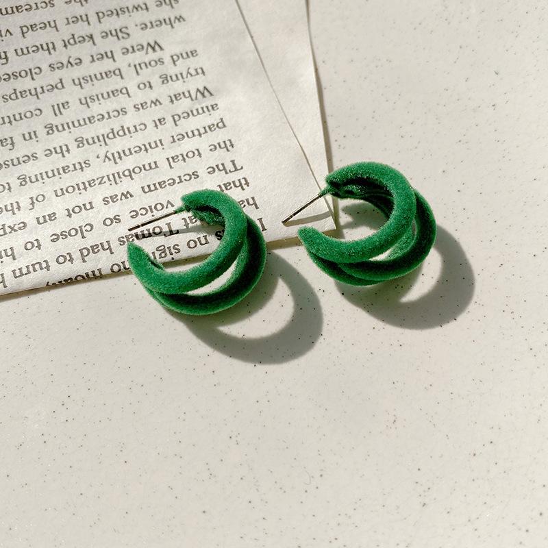 Vintage Wine Red Flocking Earrings Charm Geometric Bowknot Stud Earrings for Women Girls Fashion Unusual Jewelry Ear Accessories