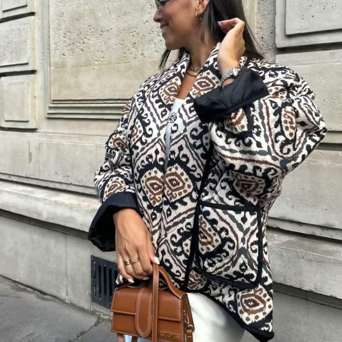 

Модный Повседневный Универсальный Кардиган Пальто из Свободного Хлопка с Принтом Осенне-Зимний Товар Женский XS