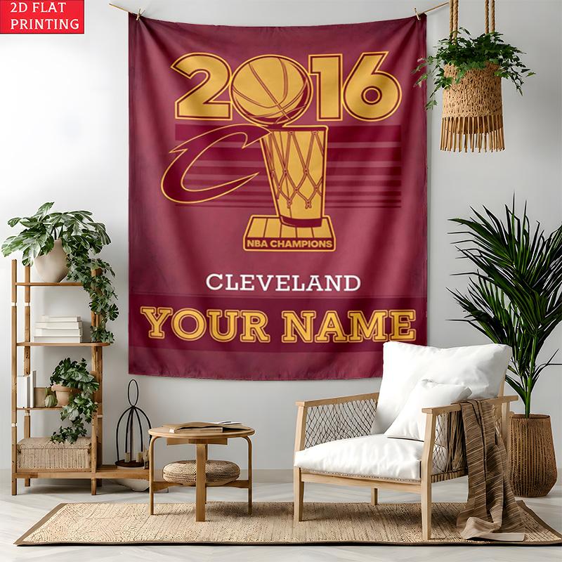 Cleveland Cavaliers Custom Name Tapestry Personalized Wall Art Hanging Bohemian Home Decor for Bedroom Dorm Living Room