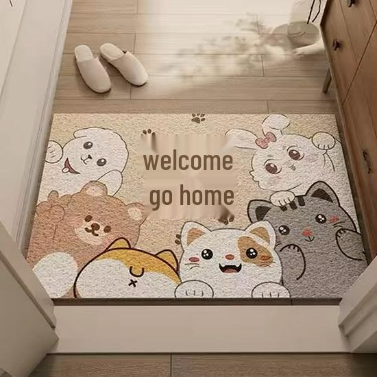 Cartoon Style Wear-Resistant Entrance Door Mat - Easy To Clean Silk Loop for Scraping Mud and Wiping Shoes.