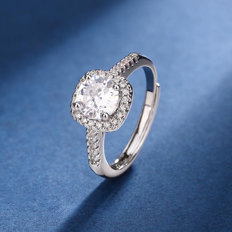 

Квадратная сумка PT950 с покрытием из искусственного циркона, кольцо с цирконом «Восемь сердец и восемь стрел», женское кольцо с бриллиантом Mosang ring