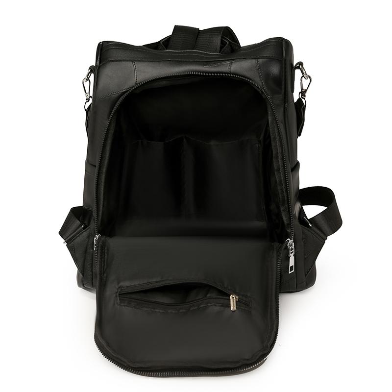 Женский противоугонный дорожный рюкзак большой вместимости из мягкой кожи коричневый — фото 15