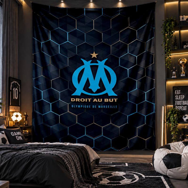 Wall Hanging Tapestry Olympique Lyonnais FC Print Cloth for Living Room Bedroom Home Decor