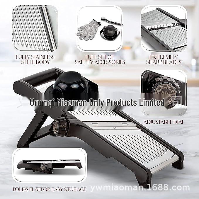 Adjustable Stainless Steel Vegetable Cutter for Shredding & Slicing