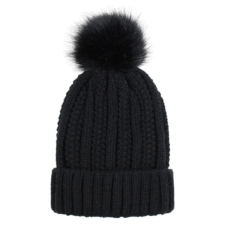 Fashion Solid Color Knitted Hat Pompom Thick Casual Simple Fall Winter All-match