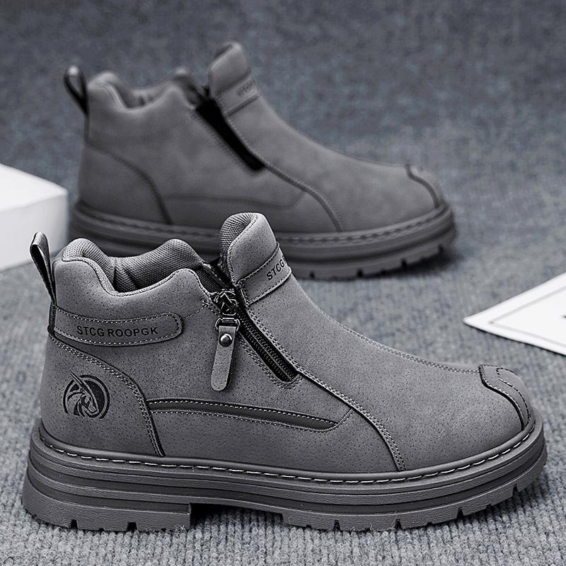 

New Men s Classic Autumn And Winter Fashion High Top Thick Sole Skateboarding Shoes Comfortable Soft Sole Basketball Sneakers 44 сірий