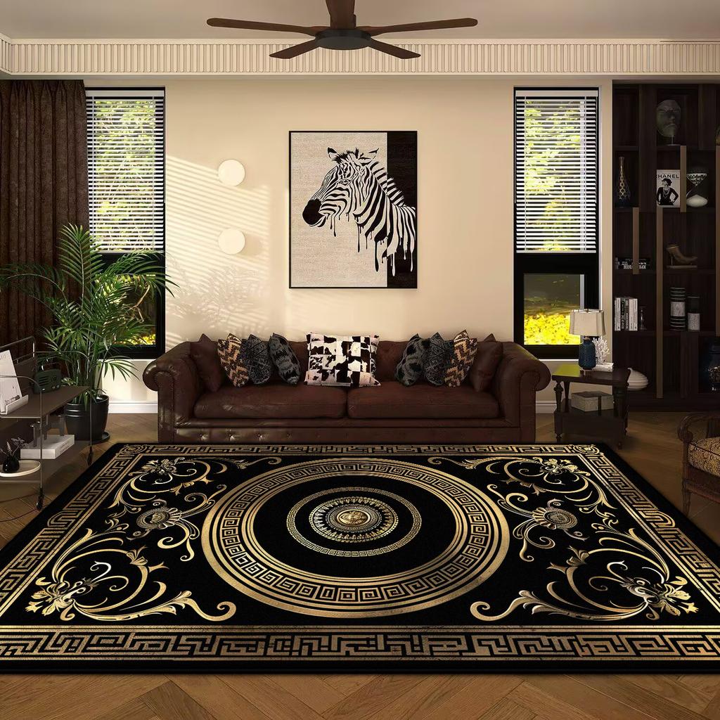 Black Luxury Decoration Home Marble Carpet Non-slip Chinese Style Large Area Rugs Washable Large Rug Parlor Bath mat Living Room