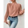 Fall Winter Women's Half Turtleneck Patchwork Wavy Chiffon Long Sleeve Top, European American Style Crossborder Women's Clothing