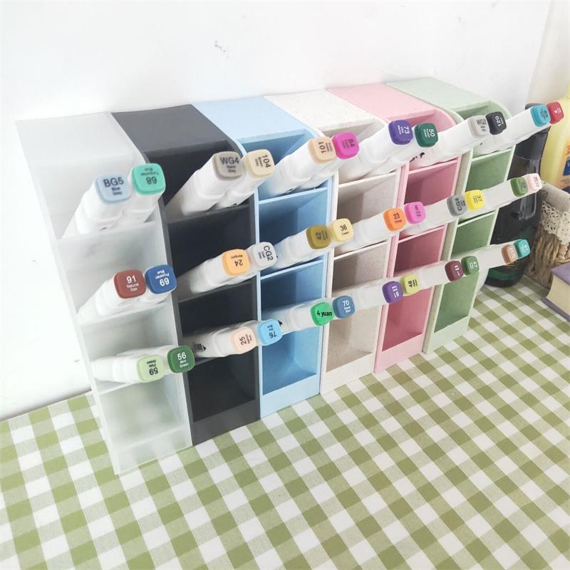 Frosted Transparent Desk Organizer: Pen, Brush, and Lipstick Holder