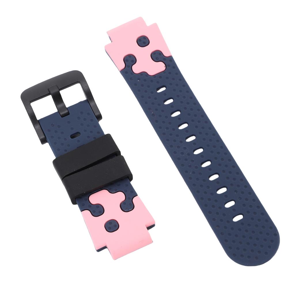 Bracelet de Montre en Silicone 15mm pour Enfants Étanche Bracelet de Montre de Sport de Rechange avec Boucle en Acier Inoxydable Rose