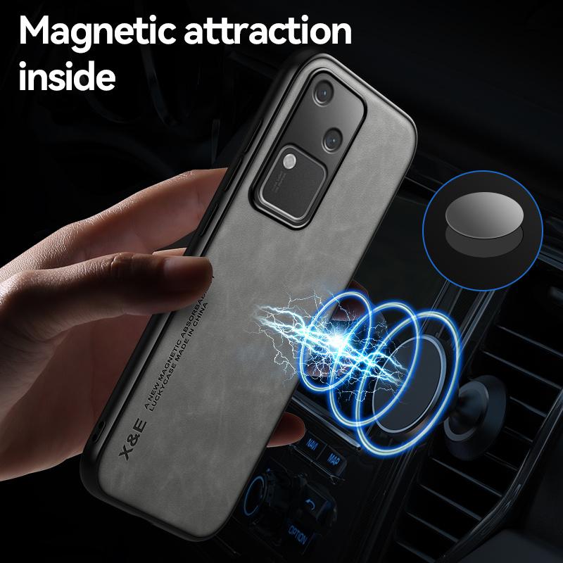 Shockproof Case for VIVO V30 Pro V29 V29e Protective Cover Car Magnetic Holder Phone Textured Business Full Protection Cover