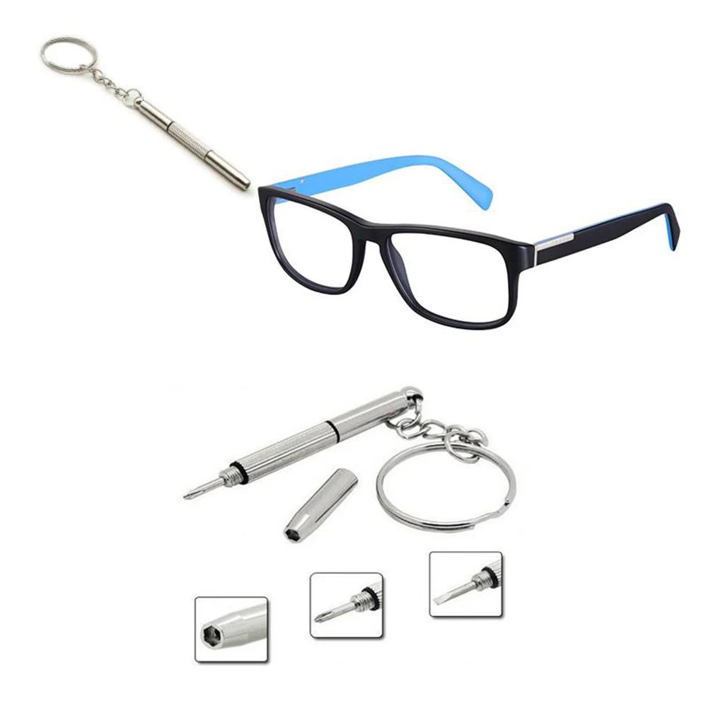 Mini 3in1 Screwdriver Tool With Flat Cross Star Nut Drivers For Eyeglass Watch And Phone Repair With Keychain For Easy Carry