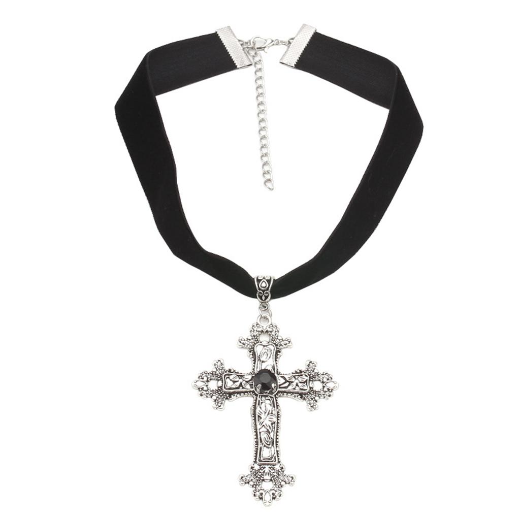 Rhinestone Cross Pendant Necklace Fashion Collar Necklace Jewelry for Women Girl