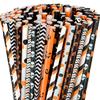 100pcs/bag Halloween Paper Straw Pumpkin Bat Spider Skull Orange Black Color Festival Paper Straws
