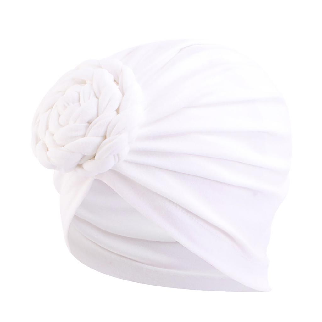Women Turbans Hat Flower Knot Pre-Tied Twisted Braid Headwear Elastic Solid Color Handmade Bandanas For Women Gifts