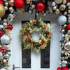 Artificial Wreath LED Light up Christmas Wreath with Pinecone for Front Door Window Yard Garden Christmas Decorations