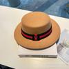 European and American Casual Fashion Autumn and Winter Top Hat Black and Red Accessories Classic Flat-top Felt Hat High-end Temperament Jazz Top Hat
