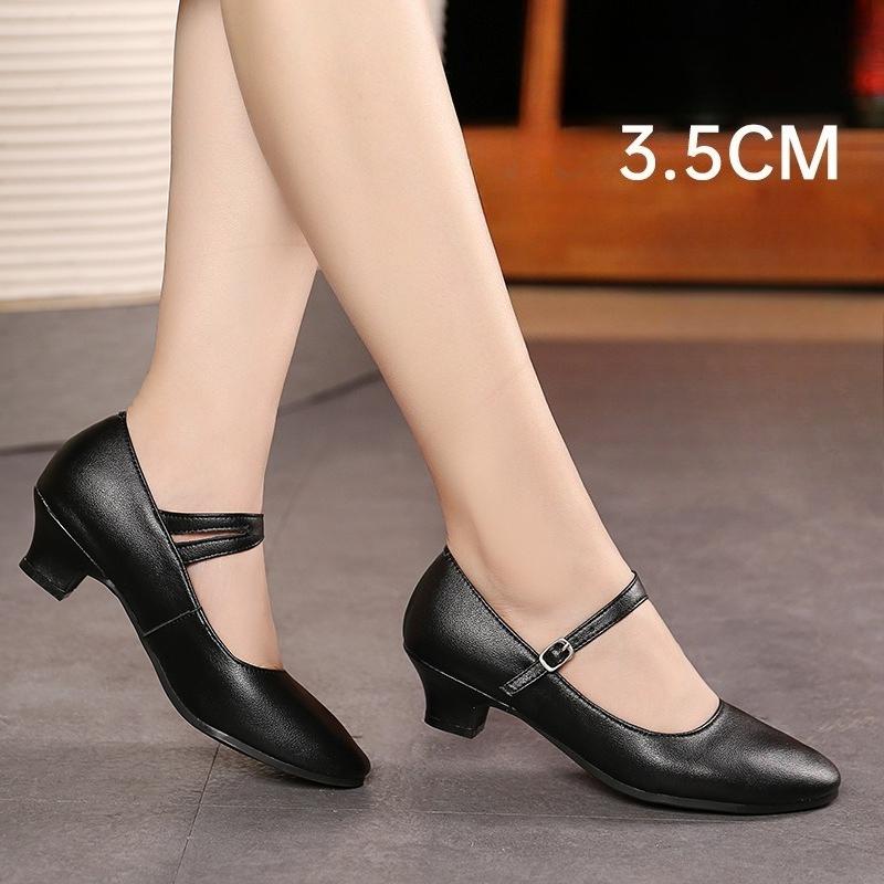 Latin Dance Shoes Women Medium Heel Soft Sole Ballroom Dance Shoes Red