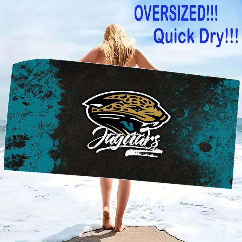 Jacksonville Jaguars Print Beach Towel, Large Soft Quick Dry Towel for Beach Camping Swimming