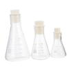 SOLUSTRE 3-Piece Conical Experiment Flask Set with Stoppers, Heat-Resistant Glass, 5.5" X 3.3" X 3.3", School Science Lab Supplies