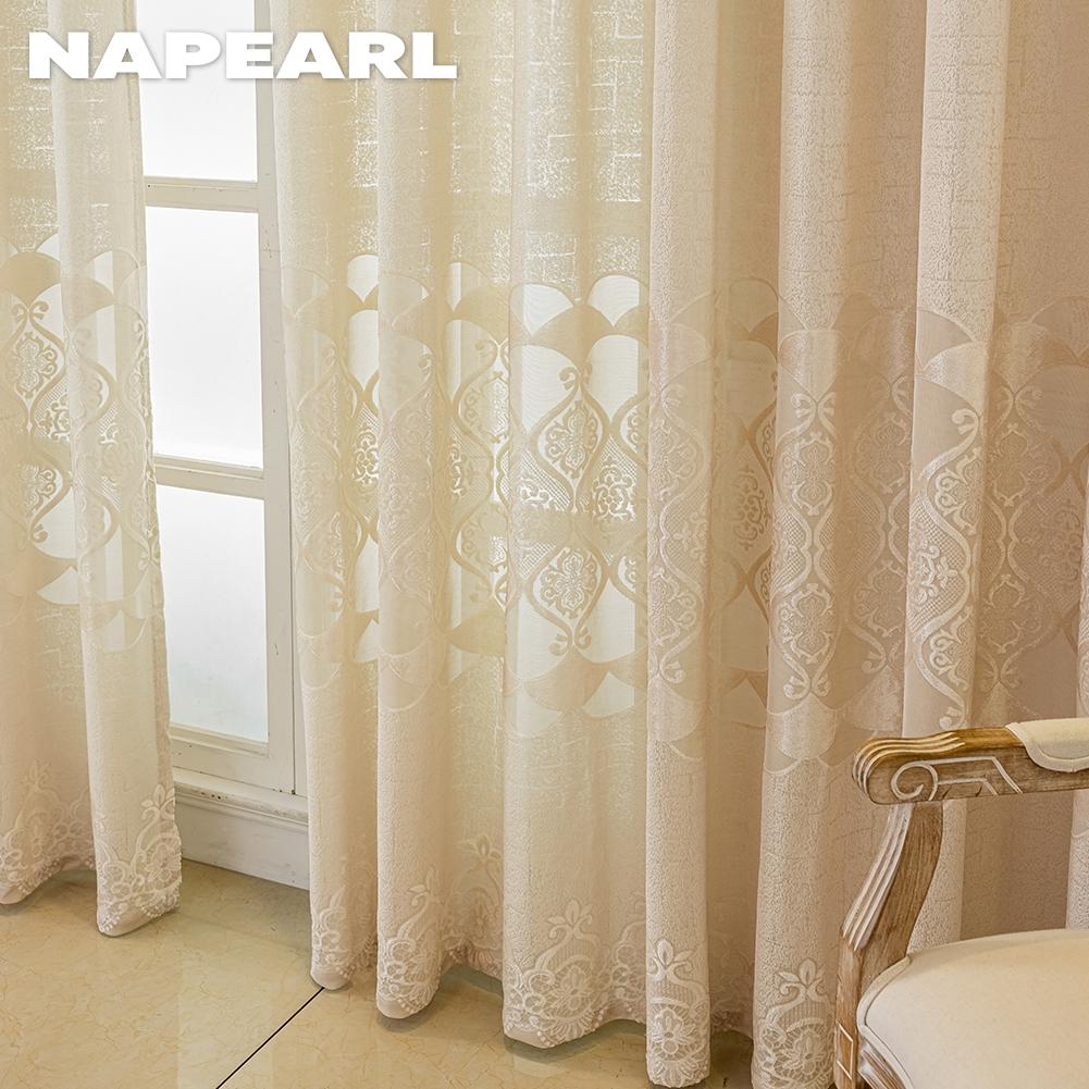 1PC NAPEARL 40-70% Blackout Advanced Luxury European Hollow Jacquard Curtains Available In Multiple Colors for Living Room Bedroom Home Decor