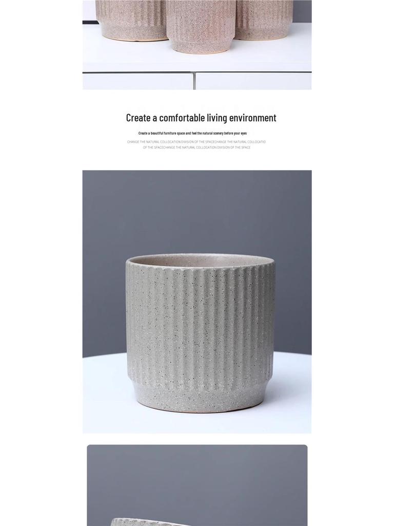 Large White Nordic Ceramic Pot - Tiger-Patterned Luxury Orchid Vase