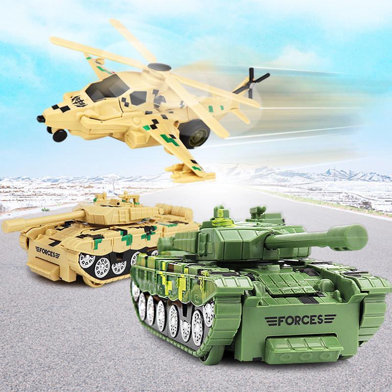 Kids Deformable Airplane Army Vehicle Toy Model For Creative Play And Learning