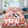 Pink Cartoon Cow Three-Piece Quilt Cover 3D Digital Printing Bedding Kit Bed Cover