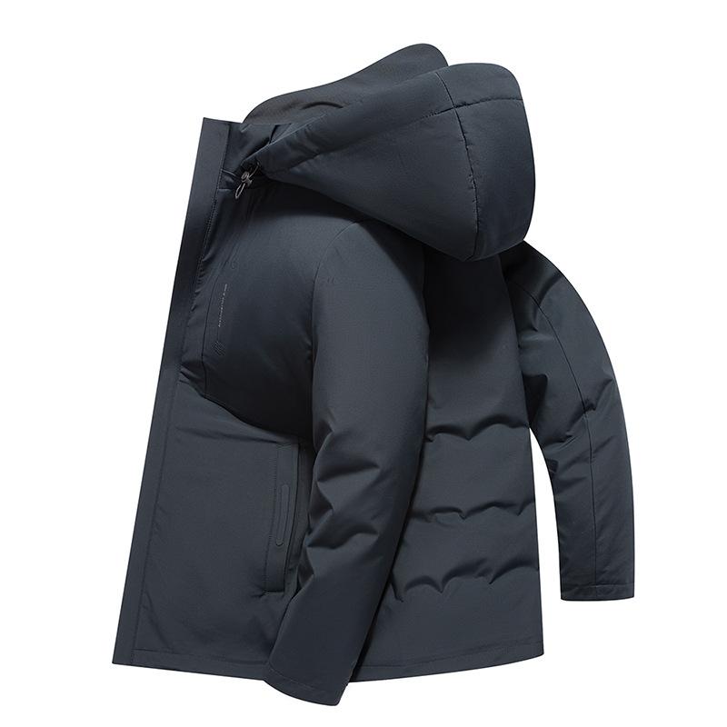 

Winter Men s Business Mid-length Down Jacket New Year s Removable Hooded Men s White Duck Down Jacket for Men M чёрный
