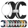 Two-Tone Vertical Stripe Silicone Strap with Magnetic Clasp for Samsung Watch4/5/6/7/FE 40/44mm Sports Watch Strap