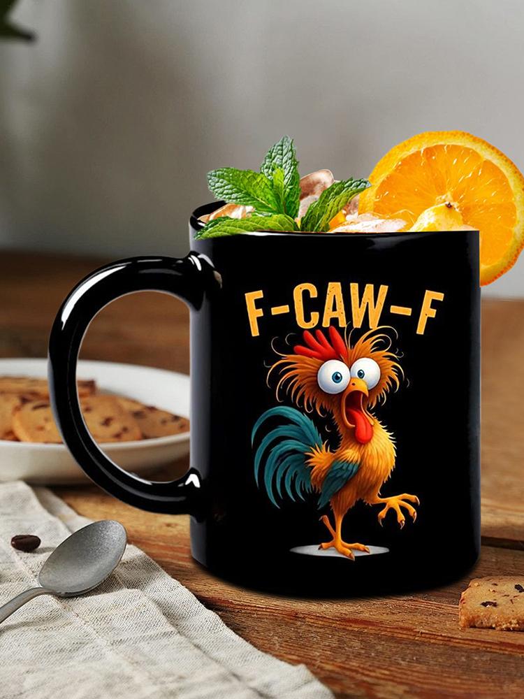 Funny F-Caw-F Chicken Coffee Mug 350ml Novelty Ceramic Rooster Coffee Mugs Tea Cup For Men Women Friends Chicken Lovers