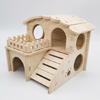 Small Animal Wooden Hut Luxury Villa House Two Layers for Dwarf Mouse Rat Gerbil