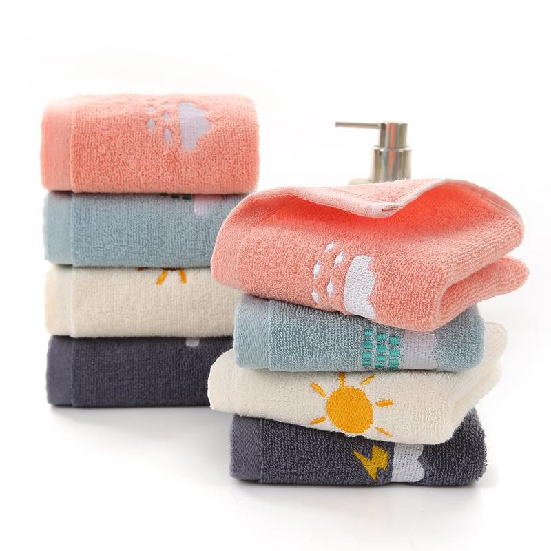 Towel Cotton, Pure Cotton Embroidered Weather Towel Household Face Towel Soft Towel