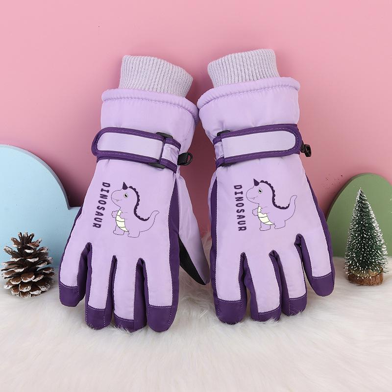 Children's Winter Ski Gloves: Thick, Cold-Proof, Waterproof, Windproof, Non-Slip, Warm Cotton for Ages 3-17.