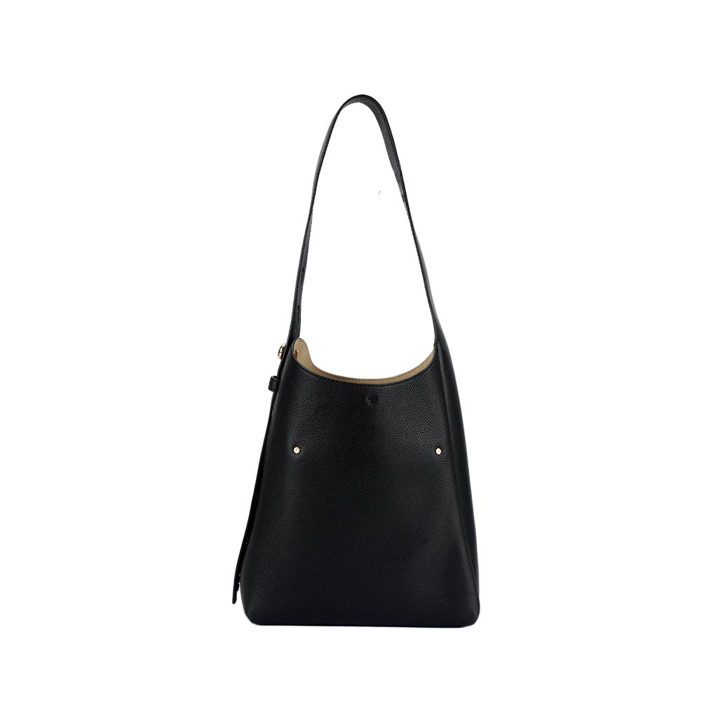 Tory Burch Romy Minimalist Solid Design Leather Shoulder Bag Small Women bags Black 175172-001