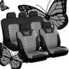 Car Seat Cover Full Set, Universal Butterfly Pattern Embroidery Auto Seat Cover Set