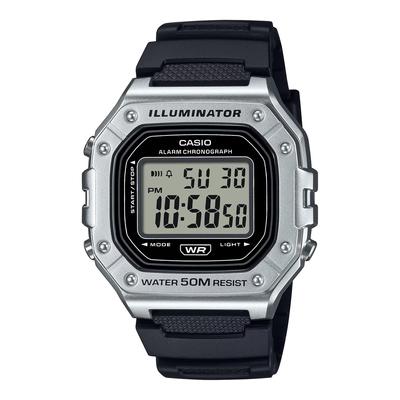 Relógio Digital Padrão W-218HM-7AV para Homens e Mulheres, Prata Metálico, Casio Barato, Modelo Importado